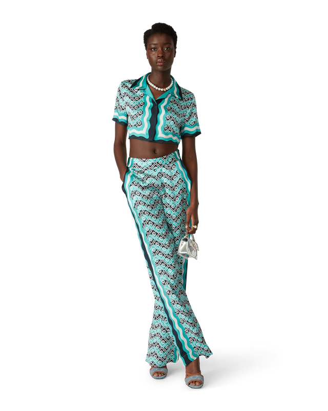 Casablanca Monogram Wave Cropped Silk Shirt | Casablanca Paris
