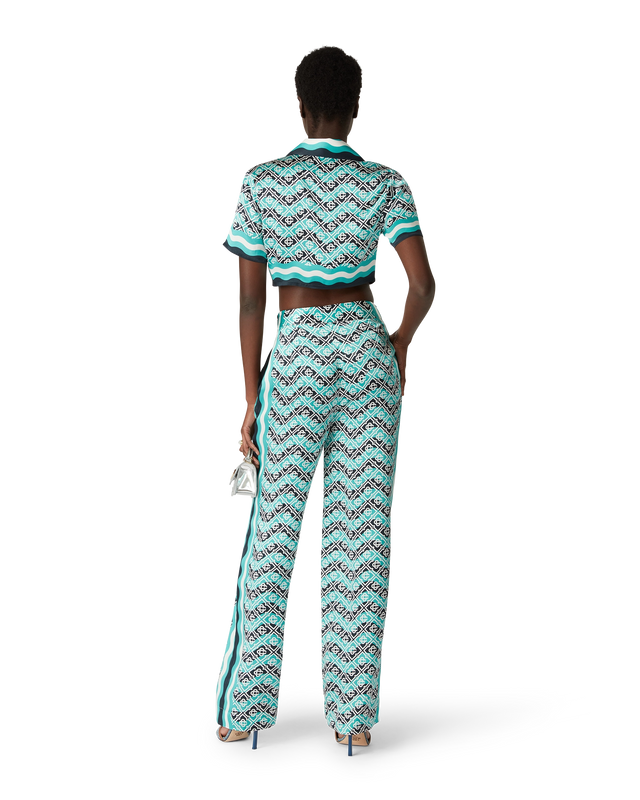 Casablanca Monogram Wave Cropped Silk Shirt | Casablanca Paris