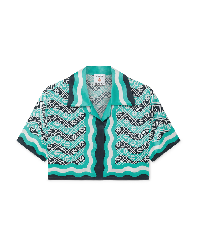 casablanca Monogram Wave Cropped Silk Shirt | Casablanca Paris
