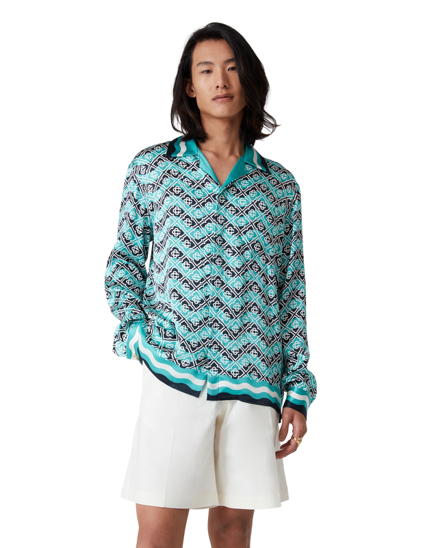Casablanca Monogram Wave Long Sleeve Silk Shirt | Casablanca Paris