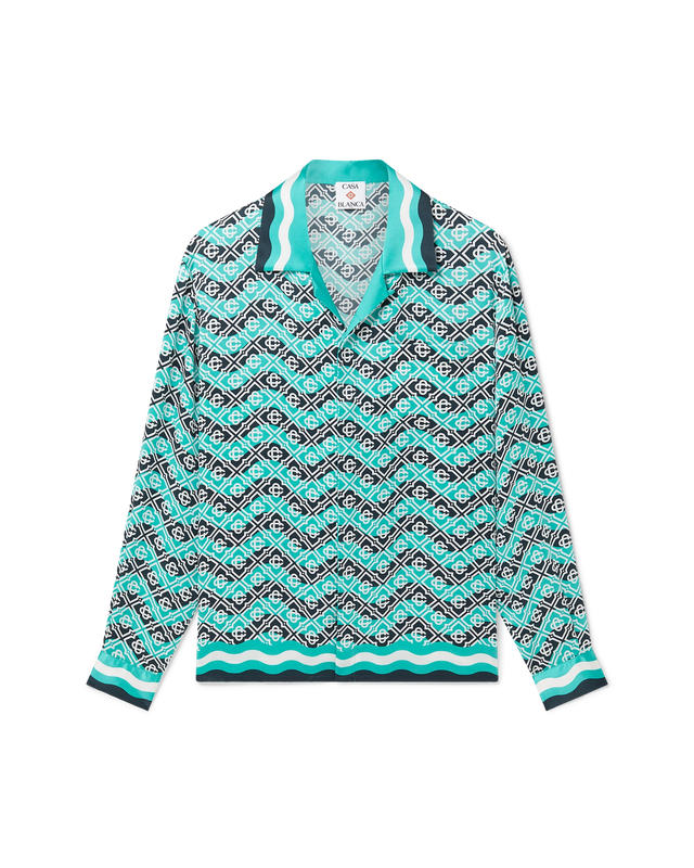 casablanca Monogram Wave Long Sleeve Silk Shirt | Casablanca Paris