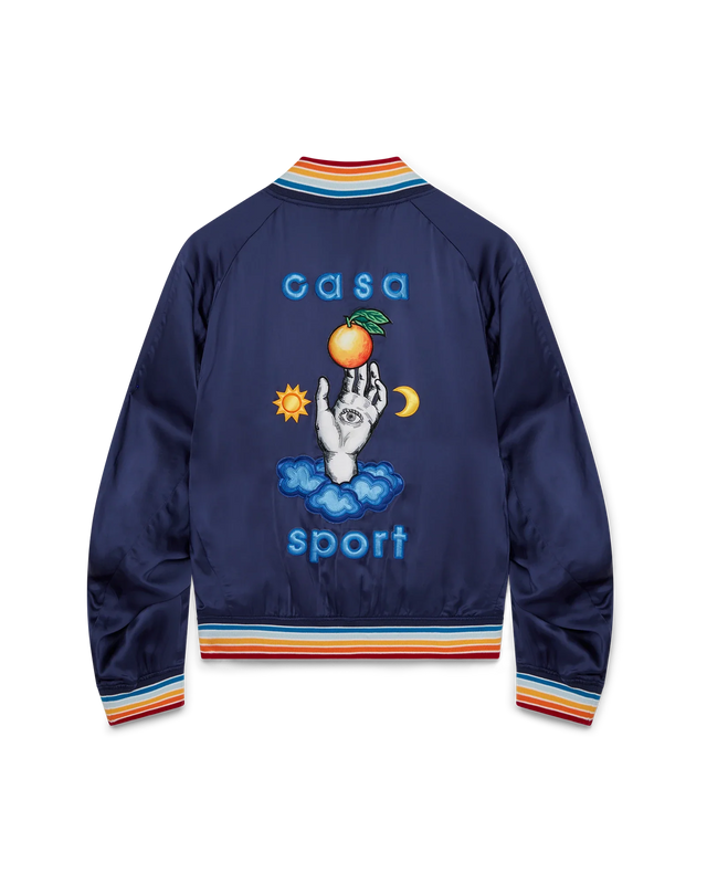 Casablanca Navy Casa Talisman Satin Souvenir Jacket | Casablanca Paris