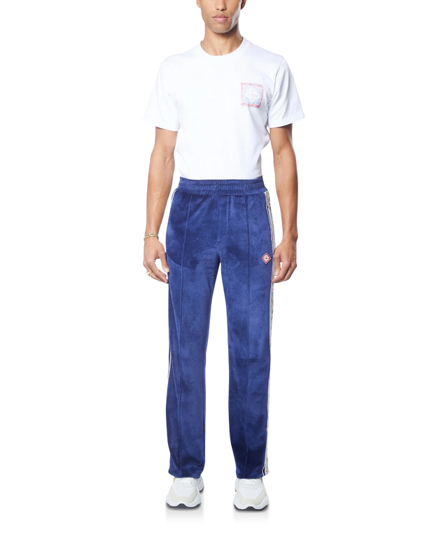 Casablanca Navy Modal Velour Laurel Taped Tracksuit Bottoms | Casablanca Paris