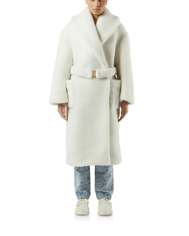 Casablanca Off-White Faux Shearling Coat | Casablanca Paris