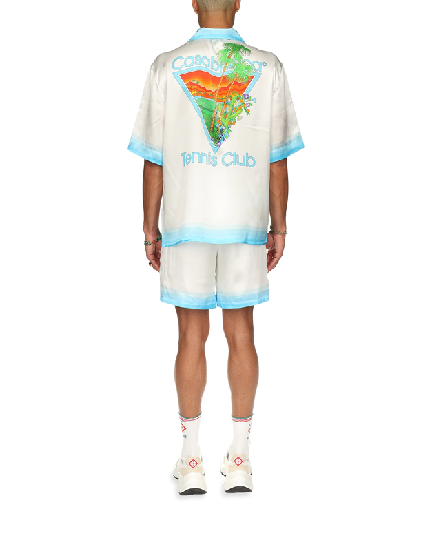 Casablanca Palm Springs Icon Blue Cuban Collar Silk Shirt | Casablanca Paris