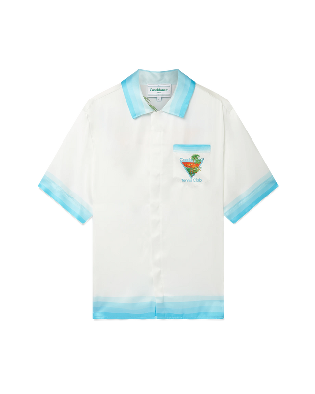 Casablanca Palm Springs Icon Blue Cuban Collar Silk Shirt | Casablanca Paris