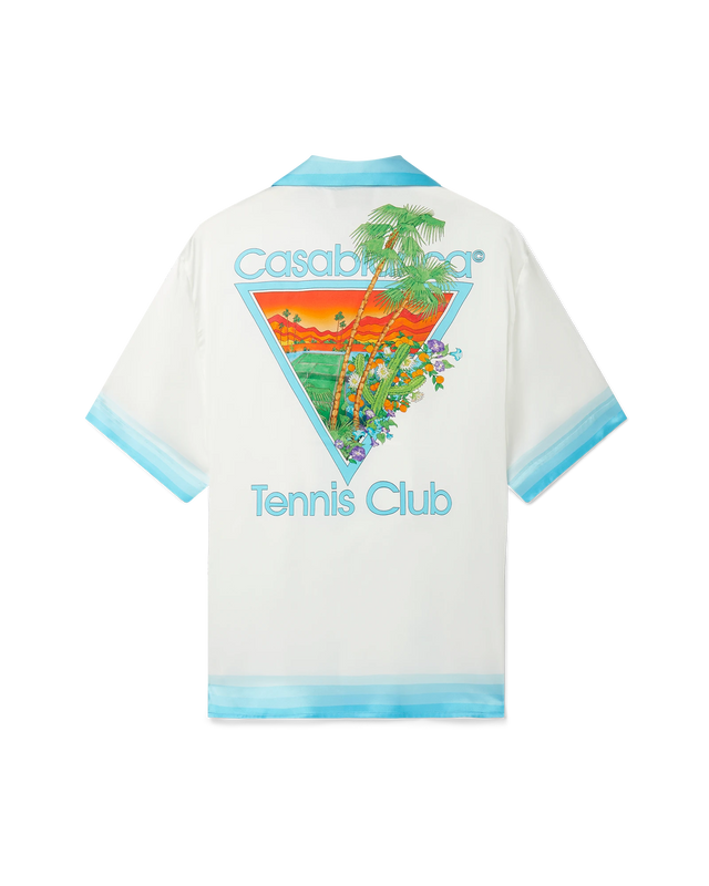 casablanca Palm Springs Icon Blue Cuban Collar Silk Shirt | Casablanca Paris