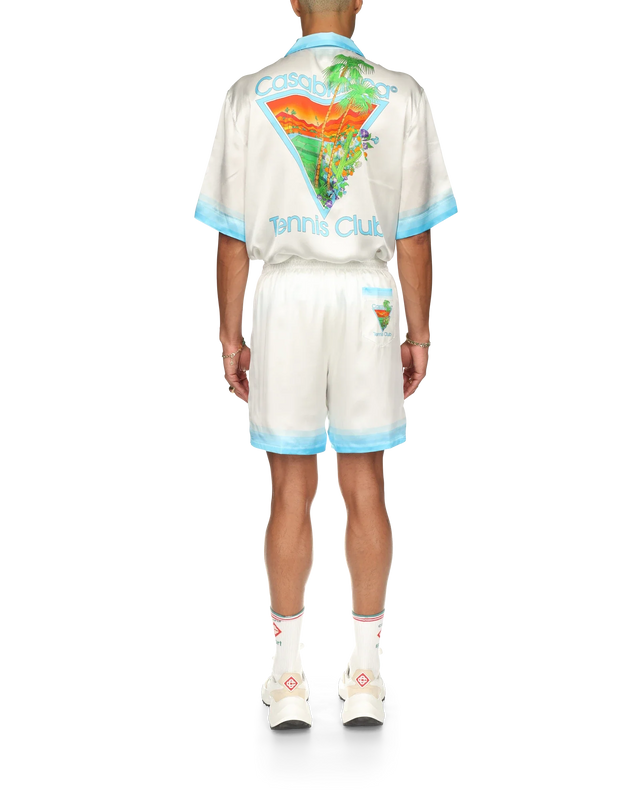 Casablanca Palm Springs Icon Blue Silk Shorts | Casablanca Paris