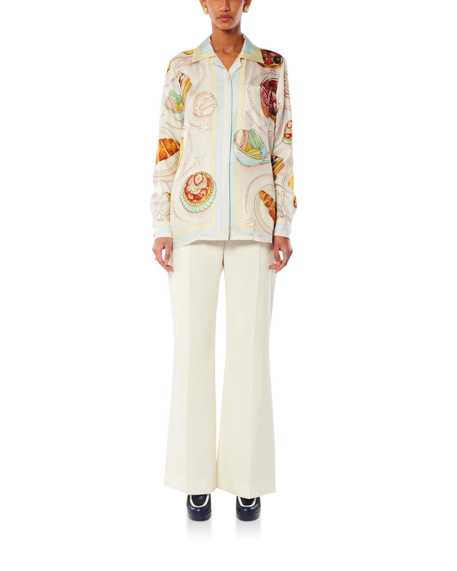 Casablanca Patisseries En Vol Cuban Collar Silk Shirt | Casablanca Paris
