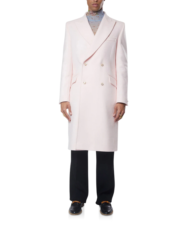 Casablanca Pink Nativa Wool Double Breasted Overcoat | Casablanca Paris