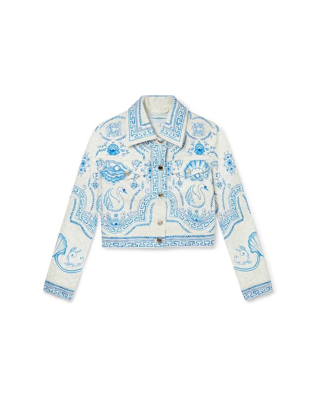 casablanca Plat A Dessert Blanc Classic Printed Denim Jacket | Casablanca Paris