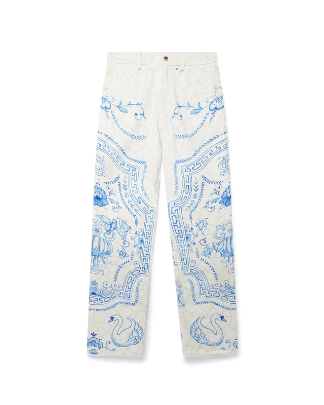 casablanca Plat A Dessert Blanc Printed Straight Leg Jeans | Casablanca Paris