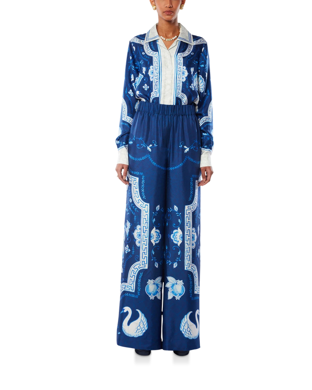 Casablanca Plat A Dessert Bleu Printed Wide Leg Trousers | Casablanca Paris