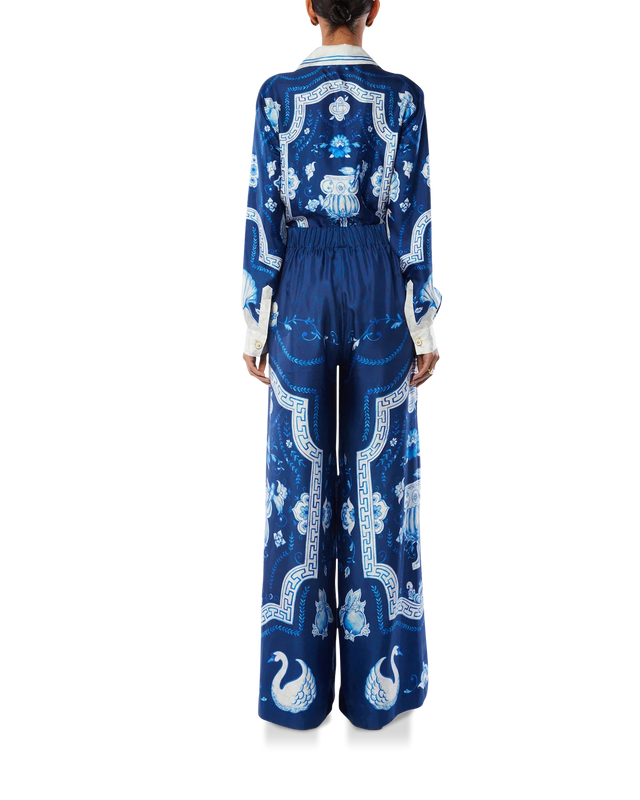 Casablanca Plat A Dessert Bleu Printed Wide Leg Trousers | Casablanca Paris
