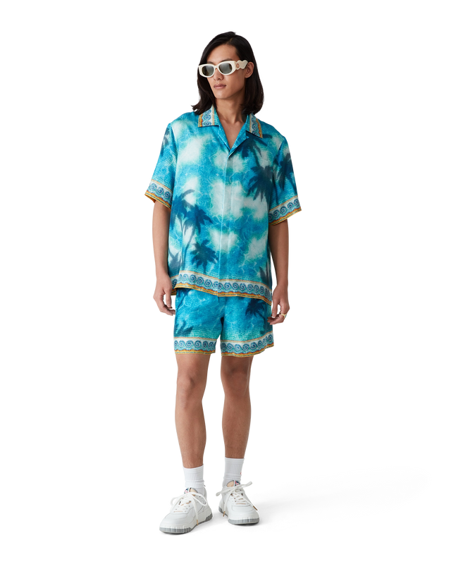 Casablanca Poolside Emblem Short Sleeve Silk Shirt | Casablanca Paris