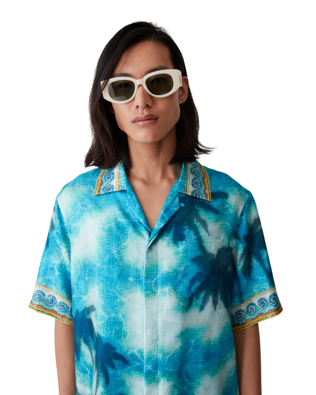 Casablanca Poolside Emblem Short Sleeve Silk Shirt | Casablanca Paris