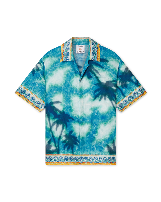 casablanca Poolside Emblem Short Sleeve Silk Shirt | Casablanca Paris