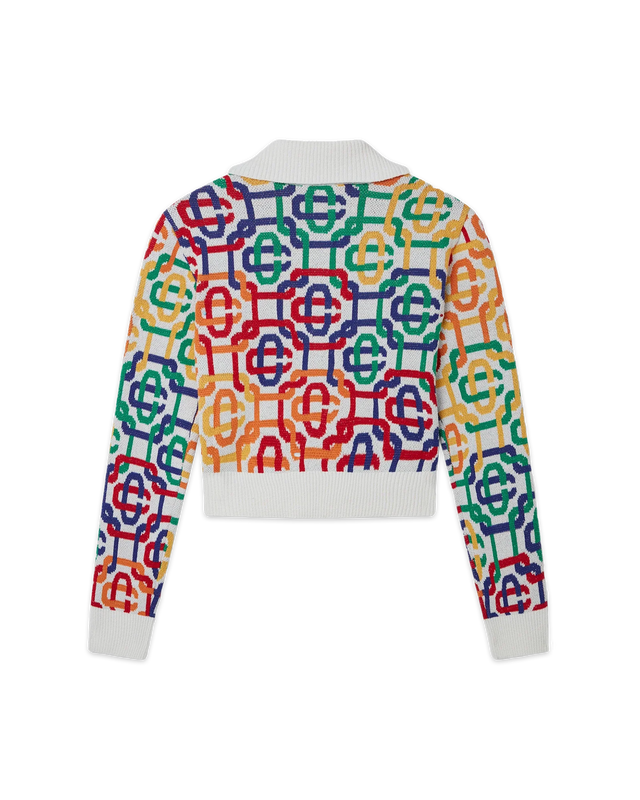 Casablanca Rainbow Monogram Cropped Zip Up Jumper | Casablanca Paris