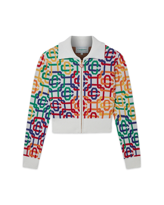 casablanca Rainbow Monogram Cropped Zip Up Jumper | Casablanca Paris