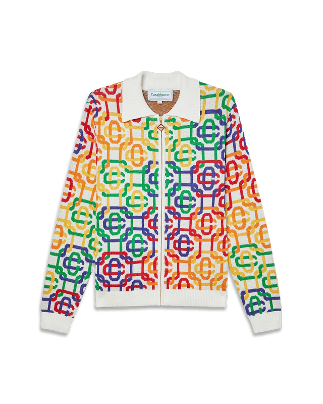 casablanca Rainbow Monogram Zip Up Jumper | Casablanca Paris