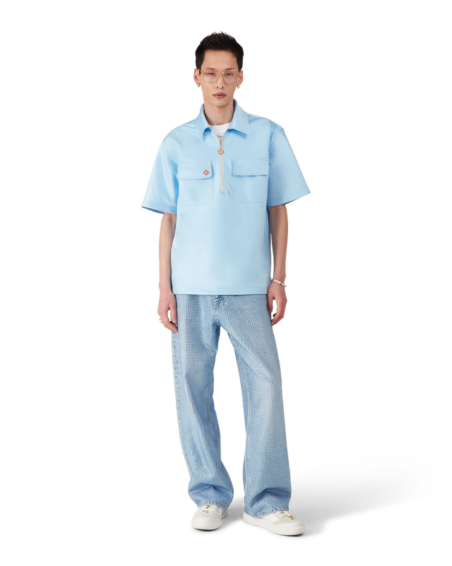 Casablanca Satin Quarter Zip Short Sleeve Shirt | Casablanca Paris