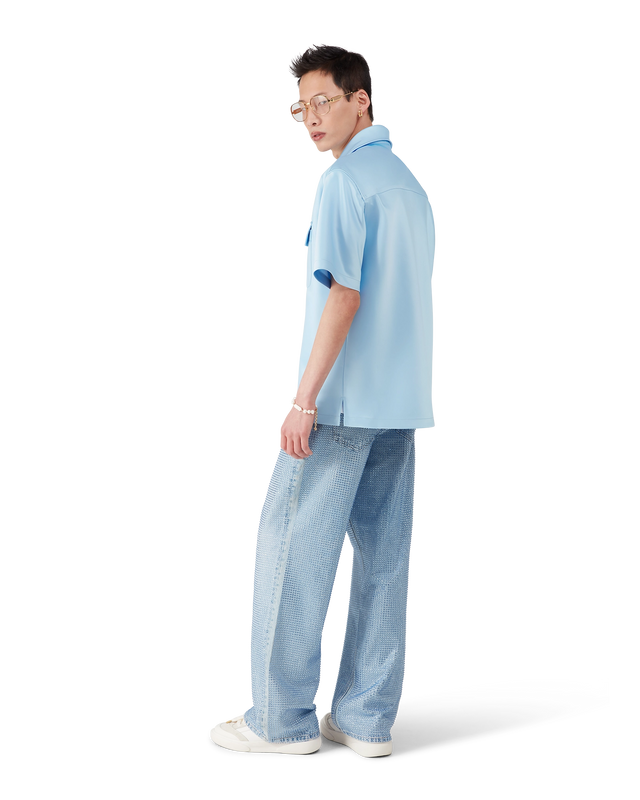 Casablanca Satin Quarter Zip Short Sleeve Shirt | Casablanca Paris