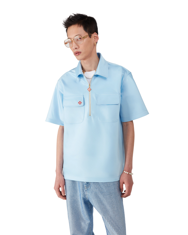 Casablanca Satin Quarter Zip Short Sleeve Shirt | Casablanca Paris
