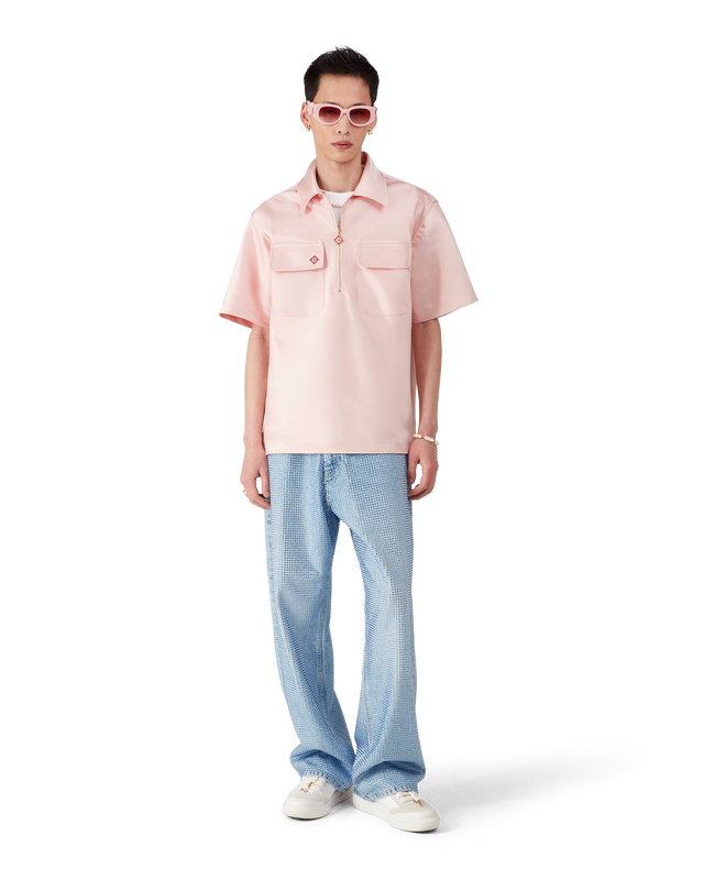 Casablanca Satin Quarter Zip Short Sleeve Shirt | Casablanca Paris