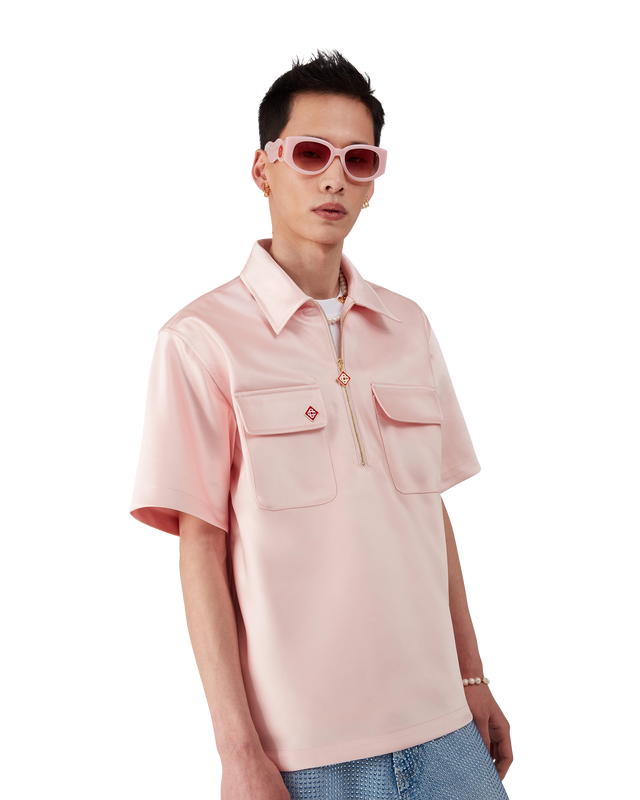 Casablanca Satin Quarter Zip Short Sleeve Shirt | Casablanca Paris