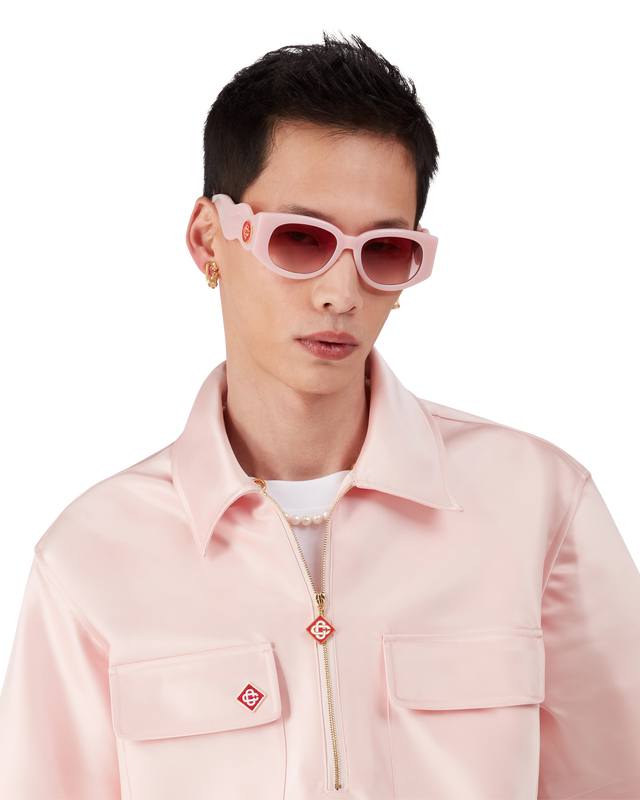 Casablanca Satin Quarter Zip Short Sleeve Shirt | Casablanca Paris