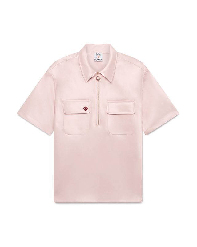 casablanca Satin Quarter Zip Short Sleeve Shirt | Casablanca Paris
