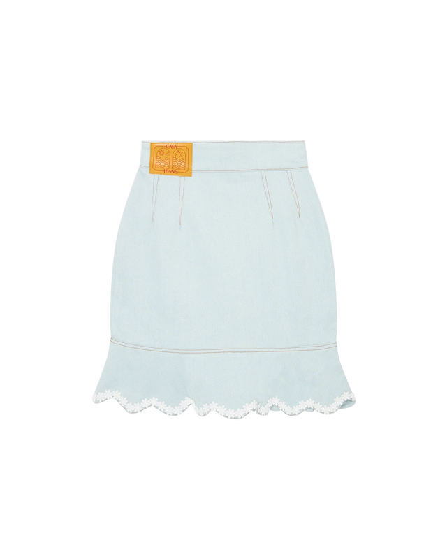 Casablanca Scalloped Hem Denim Mini Skirt | Casablanca Paris