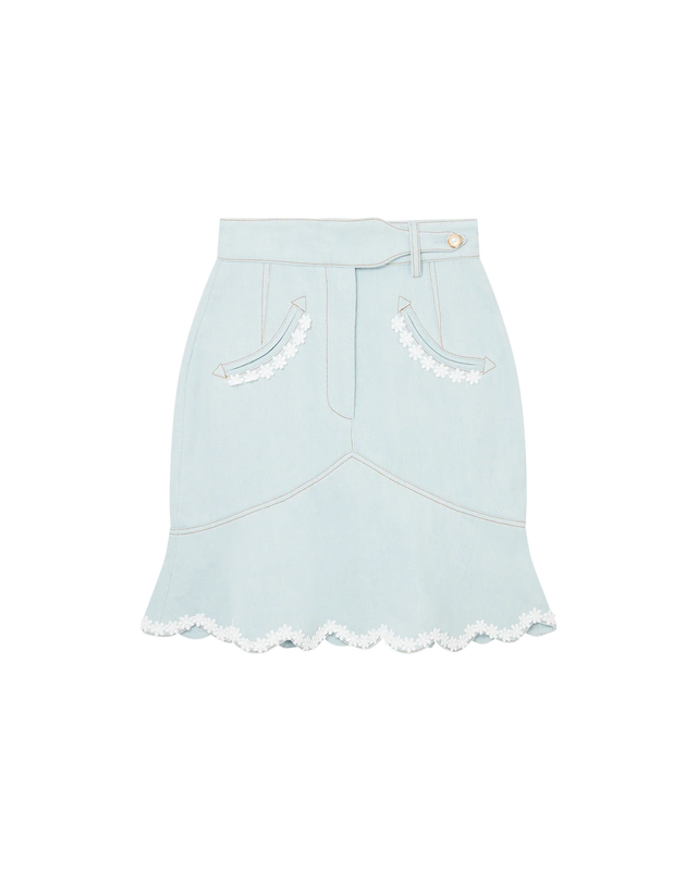 casablanca Scalloped Hem Denim Mini Skirt | Casablanca Paris