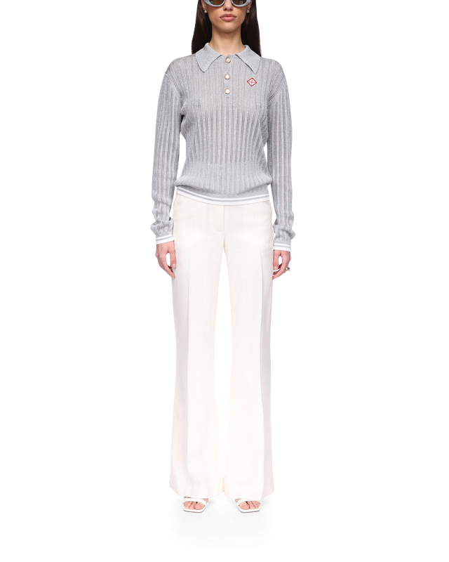 Casablanca Silver Long Sleeve Polo Shirt | Casablanca Paris