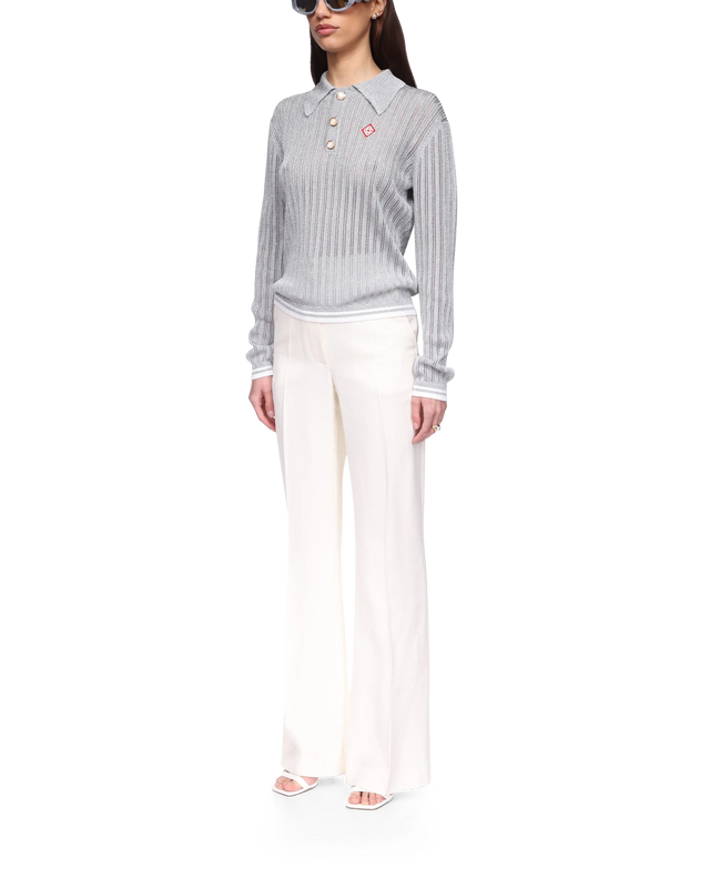 Casablanca Silver Long Sleeve Polo Shirt | Casablanca Paris