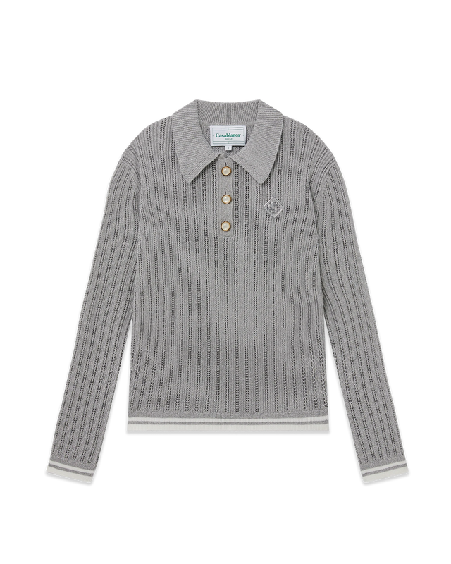 casablanca Silver Long Sleeve Polo Shirt | Casablanca Paris