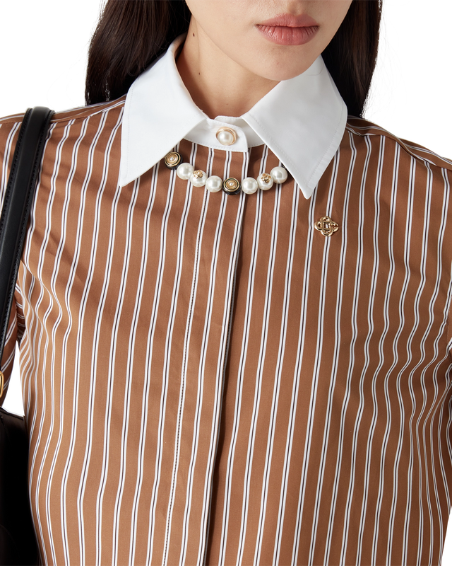 Casablanca Stripe Cropped Long Sleeve Shirt | Casablanca Paris