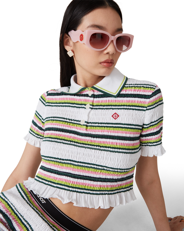 Casablanca Stripe Cropped Polo Shirt | Casablanca Paris