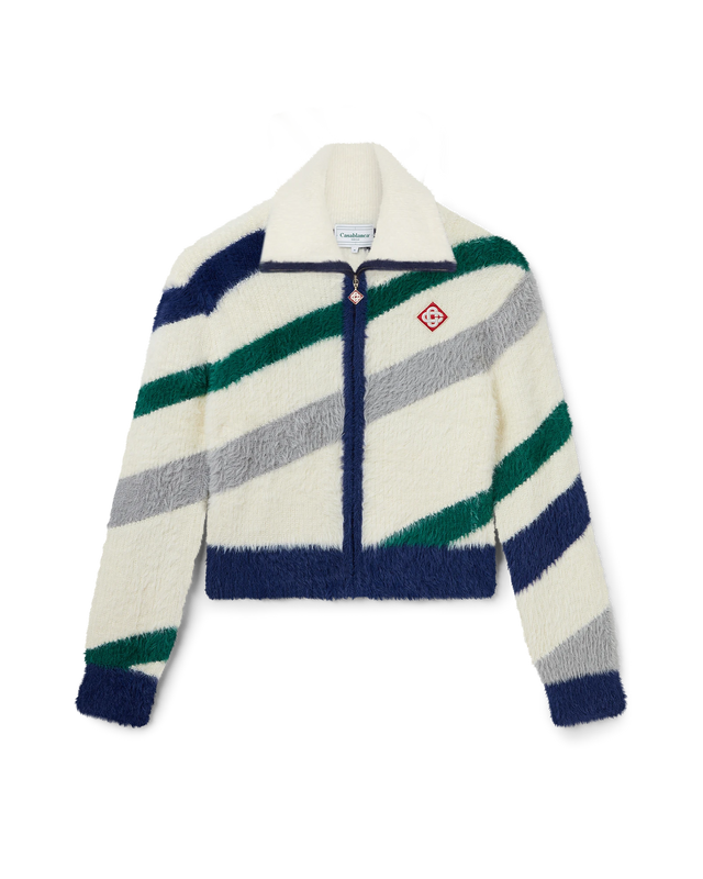 casablanca Striped Fluffy Zip Up Jumper | Casablanca Paris