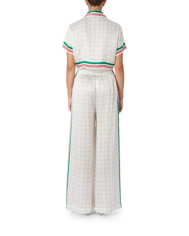 Casablanca Tennis Club Check Wide Leg Silk Trousers | Casablanca Paris