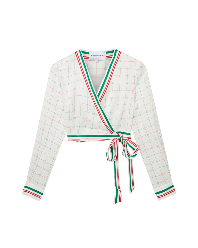 casablanca Tennis Club Check Wrap Blouse | Casablanca Paris