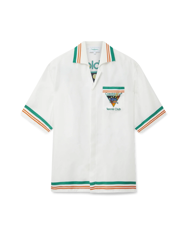 Casablanca Tennis Club Icon Knitted Collar Silk Shirt | Casablanca Paris