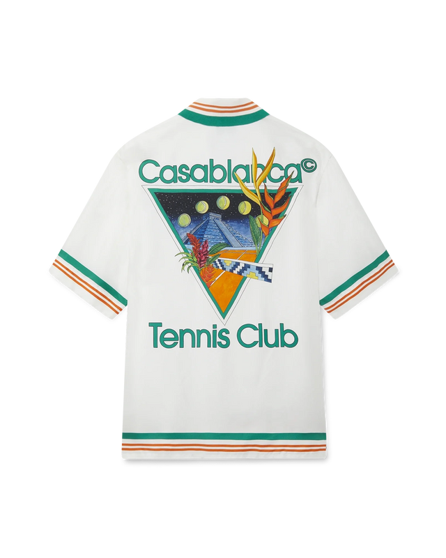 casablanca Tennis Club Icon Knitted Collar Silk Shirt | Casablanca Paris