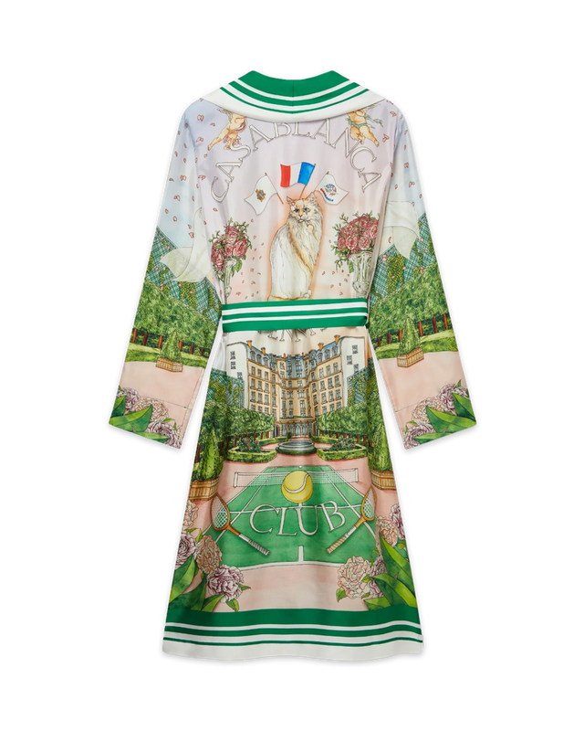 Casablanca Tennis Club Prive Printed Silk Robe | Casablanca Paris