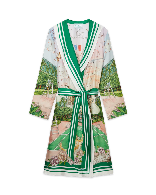 casablanca Tennis Club Prive Printed Silk Robe | Casablanca Paris
