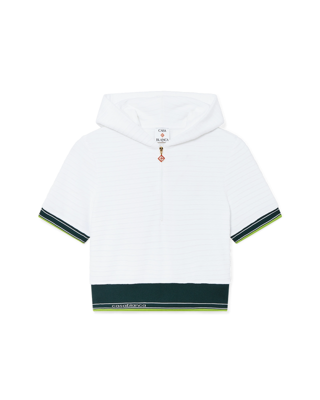 casablanca Textured Velour Tennis Cropped Hooded Top | Casablanca Paris