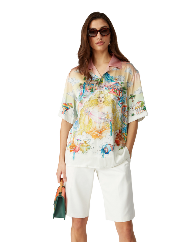 Casablanca The Road To Knowledge Short Sleeve Silk Shirt | Casablanca Paris