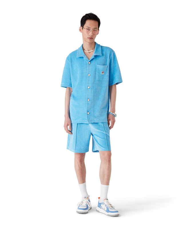 Casablanca Velour Short-Sleeve Stripe Shirt– Casablanca