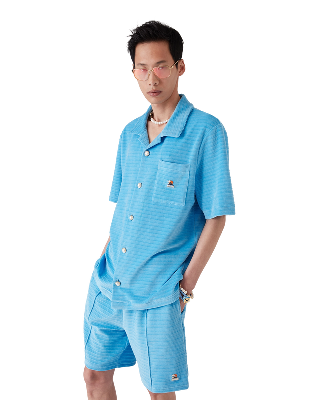 Casablanca Velour Short-Sleeve Stripe Shirt– Casablanca