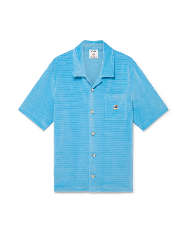 casablanca Velour Short-Sleeve Stripe Shirt– Casablanca